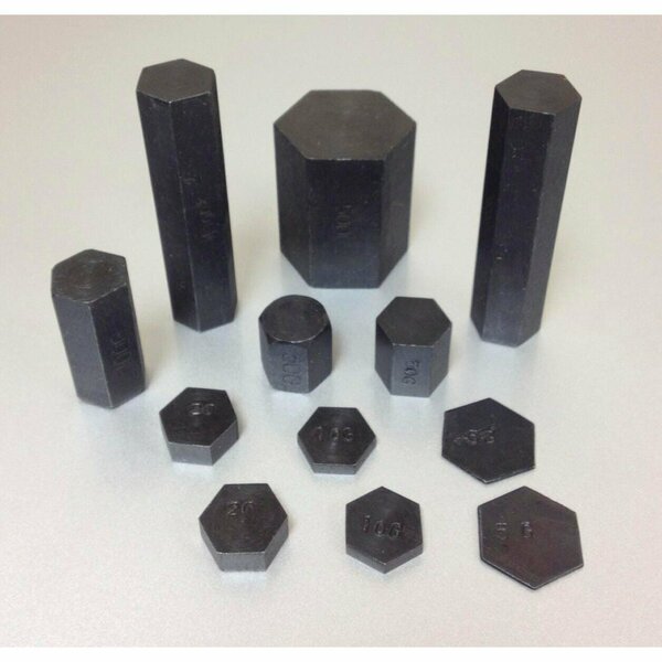 Frey Scientific Hexagonal Metric Masses, 5 to 500 Grams, Steel, Black, Set of 12 WHSETM-F